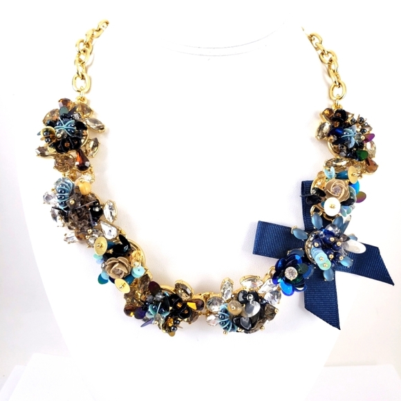 Talbots statement necklace blue teal gold purple pink stunning details - Picture 7 of 15